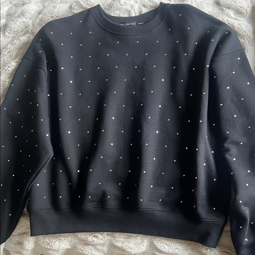 Good American Crystal Embellished Sweatshirt